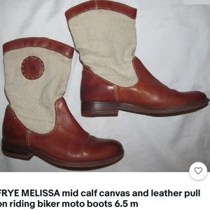 FRYE MELISSA canvas and leather moto boots 6.5